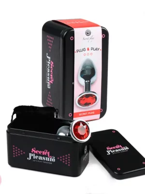 Plug Anal Metálico M com Brilhante Vermelho