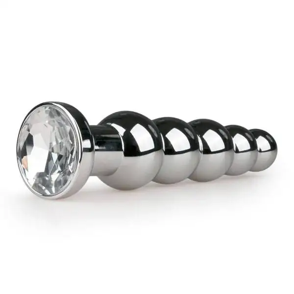 Plug Anal Metálico Ondulado com Cristal Transparente EasyToys Prateado