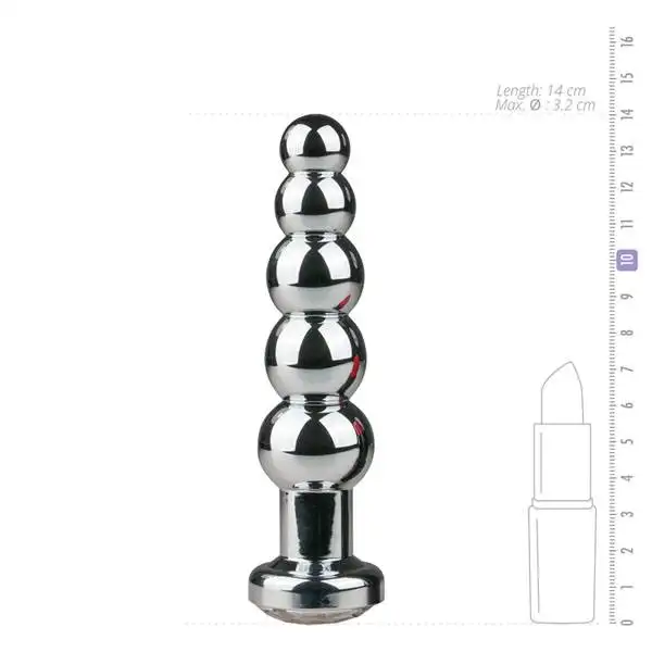 Plug Anal Metálico Ondulado com Cristal Transparente EasyToys Prateado