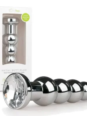Plug Anal Metálico Ondulado com Cristal Transparente EasyToys Prateado
