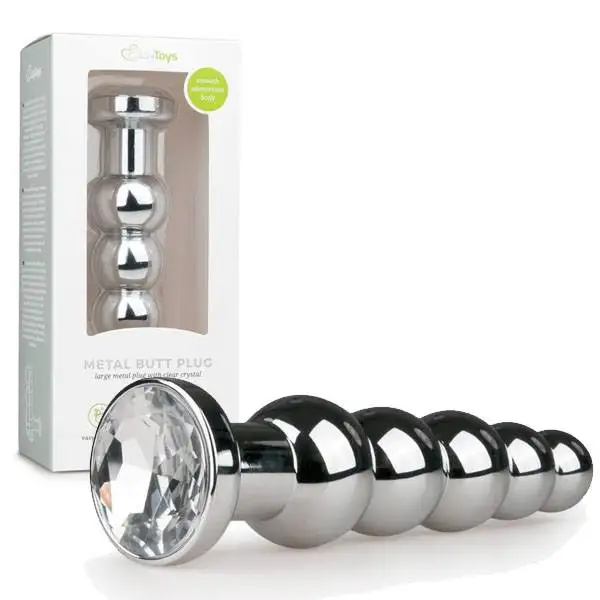 Plug Anal Metálico Ondulado com Cristal Transparente EasyToys Prateado