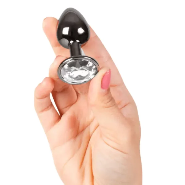 Plug Anal Metálico S Cinzento com Brilhante Transparente