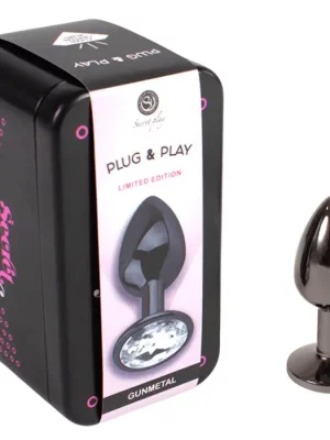 Plug Anal Metálico S Cinzento com Brilhante Transparente