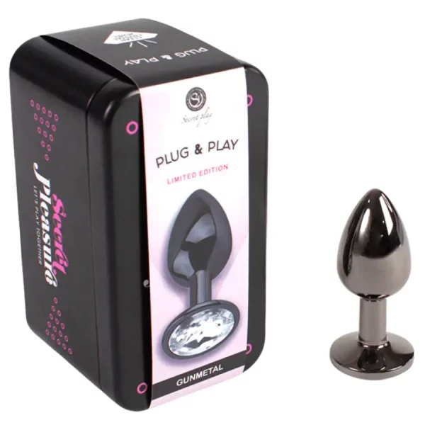 Plug Anal Metálico S Cinzento com Brilhante Transparente