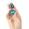 Plug Anal Metálico S com Brilhante em Coração Azul