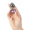 Plug Anal Metálico S com Brilhante em Coração Rosa