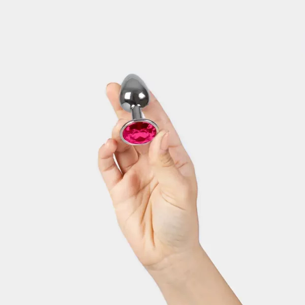 Plug Anal Metálico S com Brilhante Fúcsia