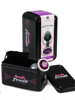 Plug Anal Metálico S com Brilhante Roxo