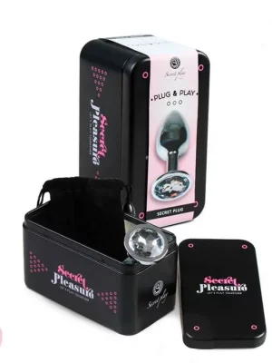 Plug Anal Metálico S com Brilhante Transparente