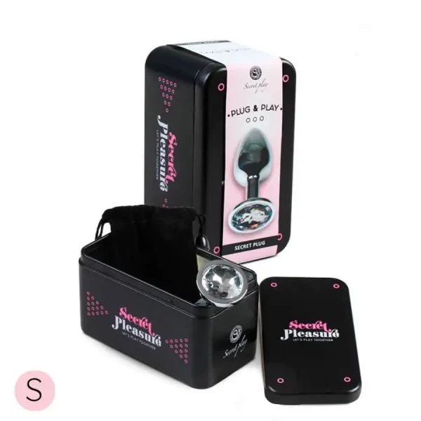 Plug Anal Metálico S com Brilhante Transparente