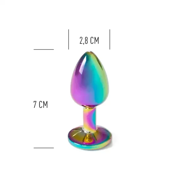 Plug Anal Metálico S Rainbow com Brilhante Transparente