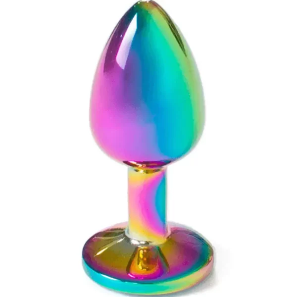 Plug Anal Metálico S Rainbow com Brilhante Transparente