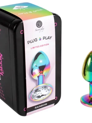 Plug Anal Metálico S Rainbow com Brilhante Transparente
