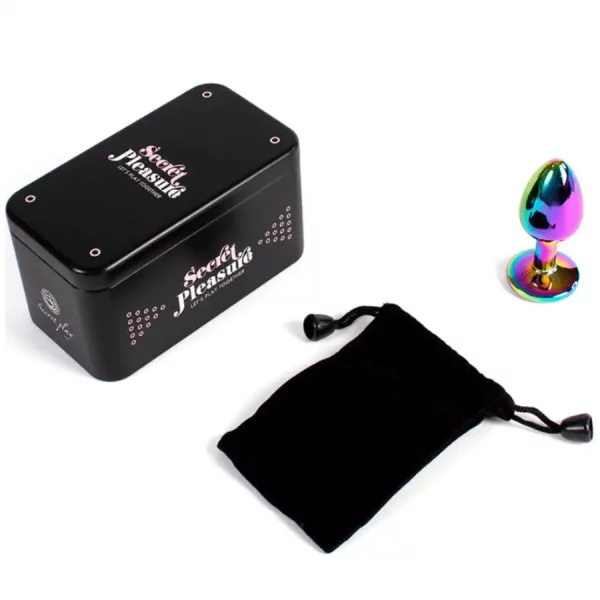 Plug Anal Metálico S Rainbow com Brilhante Transparente