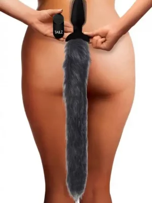 Plug Anal Vibratório com Cauda Grey Fox Tail