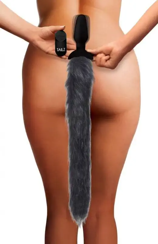 Plug Anal Vibratório com Cauda Grey Fox Tail