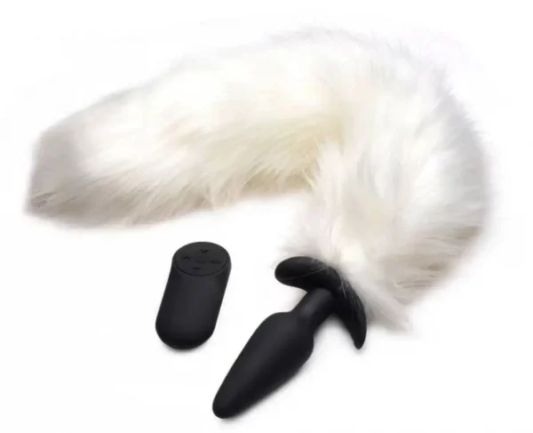 Plug Anal Vibratório com Cauda White Fox Tail