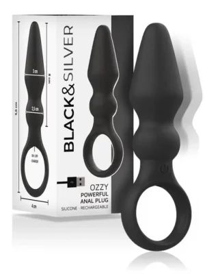 Plug Anal Vibratório Ozzy Black&Silver