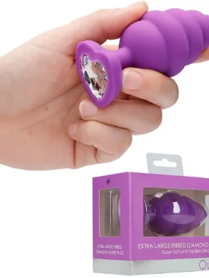 Plug Anal XL Ribbed Diamond Heart Roxo Ouch!