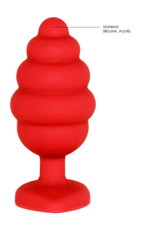 Plug Anal XL Ribbed Diamond Heart Vermelho Ouch!
