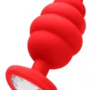 Plug Anal XL Ribbed Diamond Heart Vermelho Ouch!