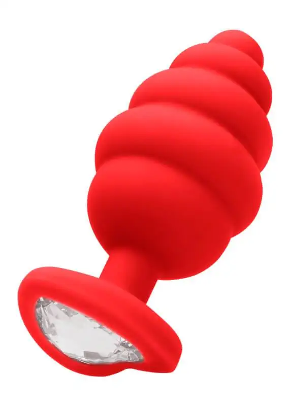 Plug Anal XL Ribbed Diamond Heart Vermelho Ouch!