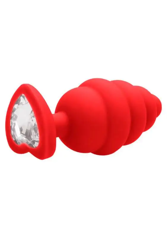 Plug Anal XL Ribbed Diamond Heart Vermelho Ouch!
