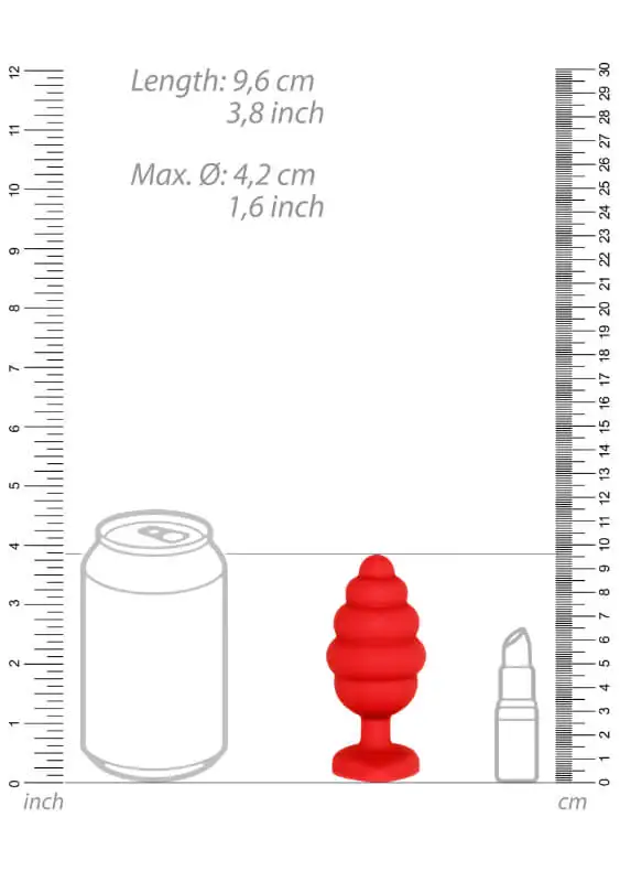 Plug Anal XL Ribbed Diamond Heart Vermelho Ouch!