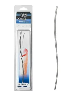 Sonda Peniana em Aço Inox Push Xtreme Fetish Dilator Beginner 3 & 4 mm