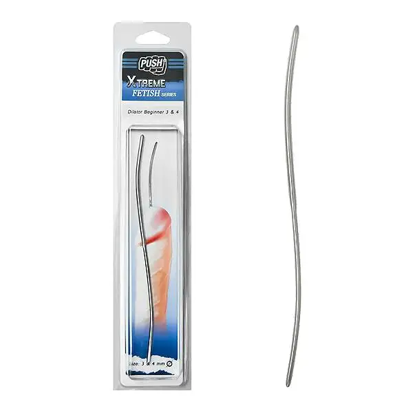 Sonda Peniana em Aço Inox Push Xtreme Fetish Dilator Beginner 3 & 4 mm