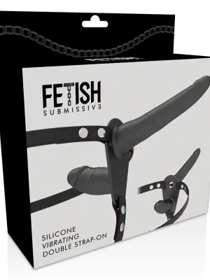 Strap On Duplo com Vibração Fetish Submissive Preto