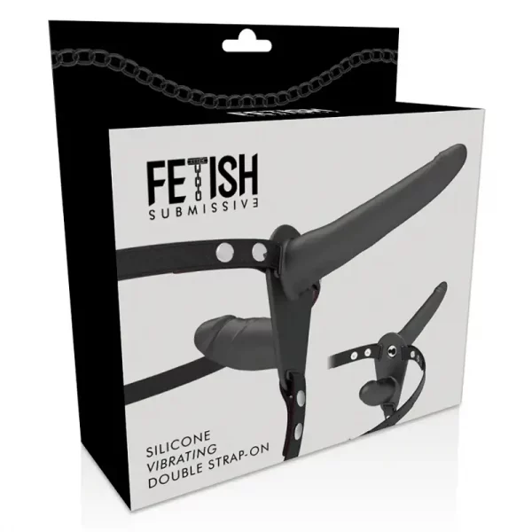 Strap On Duplo com Vibração Fetish Submissive Preto