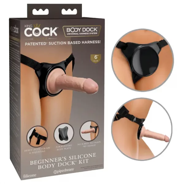 Strap-on King Cock Beginner's Silicone Body Dock Kit 6''