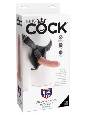 Strap-On King Cock com Dildo 6" Realístico 15cm Natural