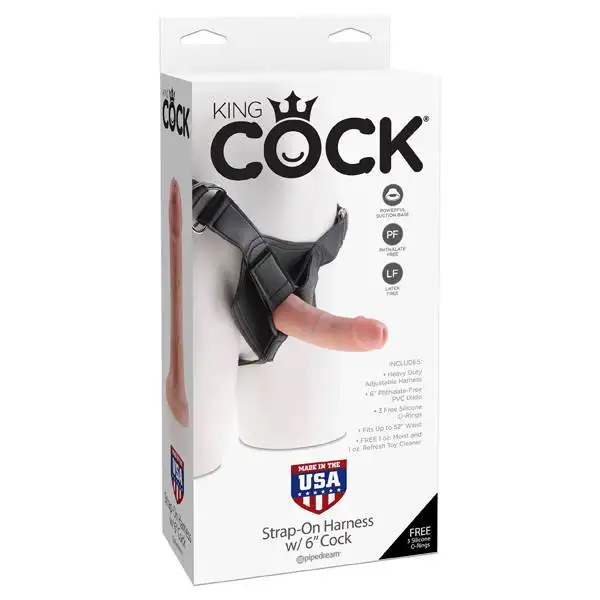 Strap-On King Cock com Dildo 6" Realístico 15cm Natural