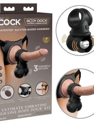 Strap-on King Cock Ultimate Vibrating Silicone Body Dock Kit 7''