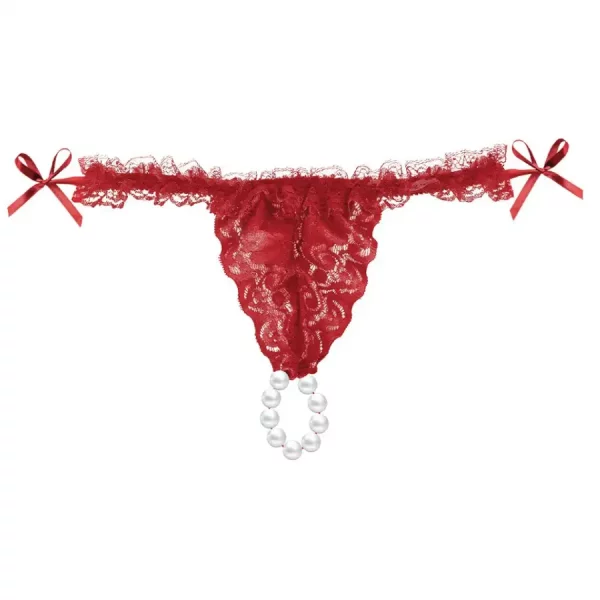 Tanga Brasileira Vermelha com Pérolas + Gel Deslizante INTT