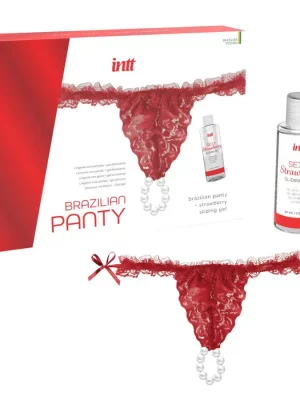 Tanga Brasileira Vermelha com Pérolas + Gel Deslizante INTT