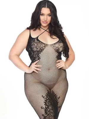 Vestido Comprido em Rede Plus Size - Leg Avenue