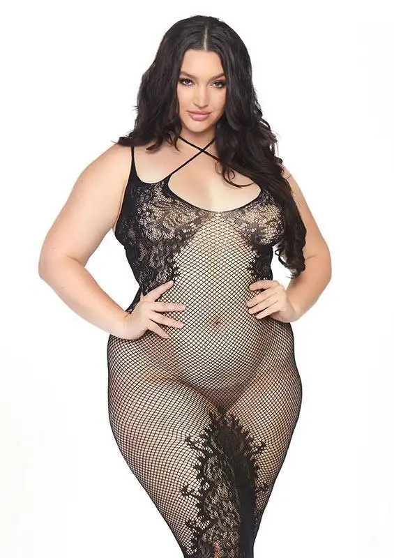 Vestido Comprido em Rede Plus Size - Leg Avenue