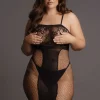 Vestido Knee-Length Lace & Fishnet Le Désir by Shots Tamanho Grande