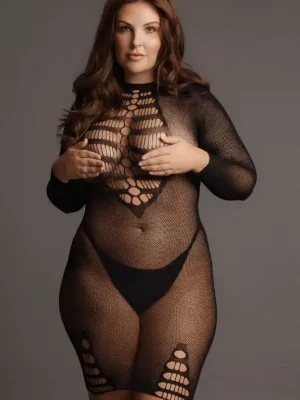 Vestido Long Sleeve Fishnet Le Désir by Shots Tamanho Grande