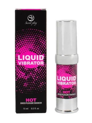 Vibrador Líquido Secret Play Estimulador Unisexo Efeito Calor Morango e Natas 15 ml.