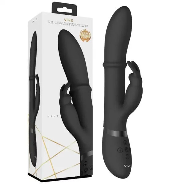 Vibrador Rabbit com Anel Massajador Vive Halo Preto