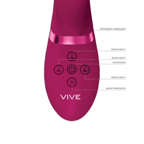 Vibrador Rabbit com Vaivém e Língua Oscilante VIVE Kura Rosa