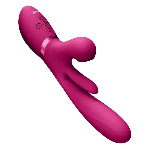 Vibrador Rabbit com Vaivém e Língua Oscilante VIVE Kura Rosa