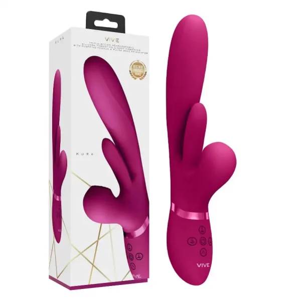 Vibrador Rabbit com Vaivém e Língua Oscilante VIVE Kura Rosa