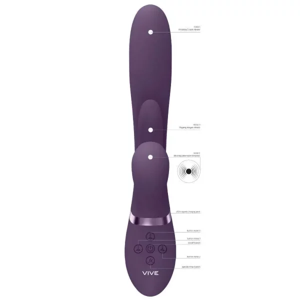 Vibrador Rabbit com Vaivém e Língua Oscilante VIVE Kura Roxo