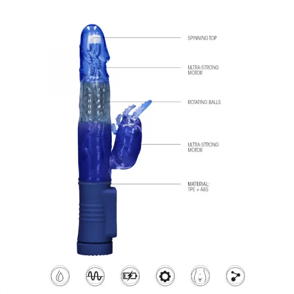 Vibrador Rabbit Rotating Beetle Azul